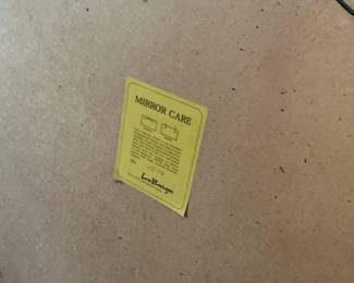 LaBarge Octagonal Gilt Mirror with Red and Gold Floral Motif