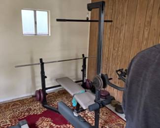 Weider Pro Weight Bench Set with Barbell and Weights