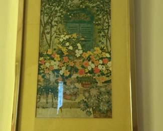 Framed Floral Lithograph by Lydia Kemeny