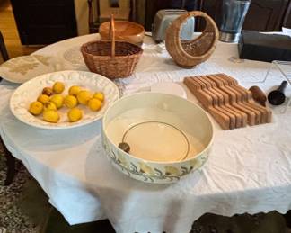 Vintage Ceramic Serving Bowl with Floral Motif