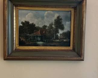 th Century Landscape Oil Painting of a Watermill