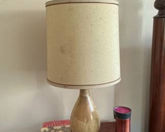 MidCentury Modern Textured Ceramic Table Lamp with Drum Shade