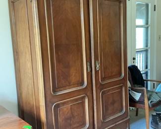 Antique French Provincial Walnut Armoire Wardrobe