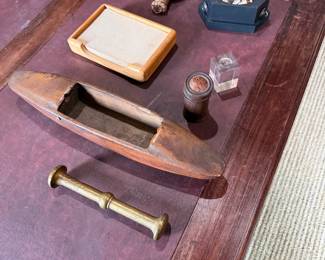 Brass and wood items