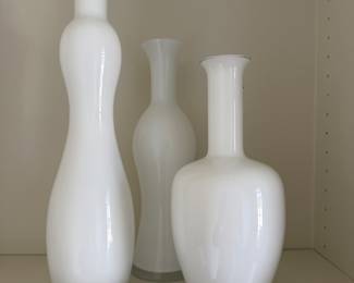 White glass vases