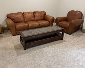 Same Leather sofa, chair and coffee table