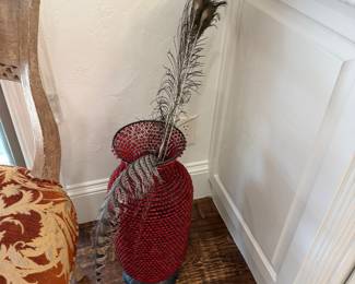 Beaded large vase candle holder