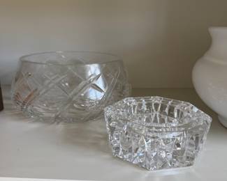 Crystal Waterford bowl and candle holder