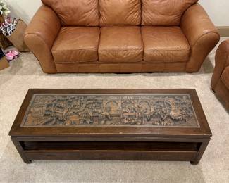 Leather sofa and coffee table