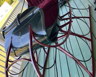 Cutter Sleigh - Black w/Gold Pin Striping - Buttoned Cushion - Completely Restored w/Shaft -  2 Person - 1 Horse