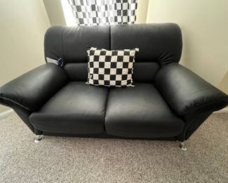 Black Leather Type Loveseat