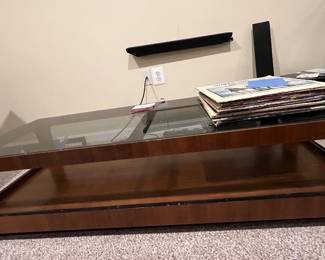 MCM Style Glass Top Coffee Table