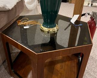 MCM Style Glass Top End Table