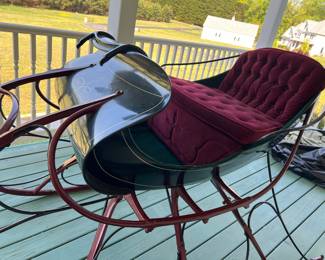 Cutter Sleigh - Black w/Gold Pin Striping - Buttoned Cushion - Completely Restored w/Shaft -  2 Person - 1 Horse