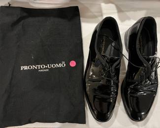 Pronto-Uomo Men’s Black Patent Leather Dress Shoes (91/2),