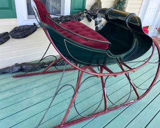 Cutter Sleigh - Black w/Gold Pin Striping - Buttoned Cushion - Completely Restored w/Shaft -  2 Person - 1 Horse