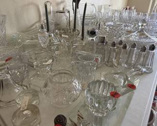 Cut Crystal, glasswear, vases, stem wear, crystal salt and pepper 