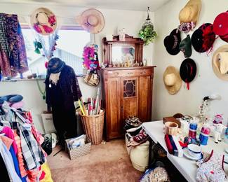 Womens Clothes, Vintage Hats, Holiday Decor, Dress Makers Model and Lace Dress...