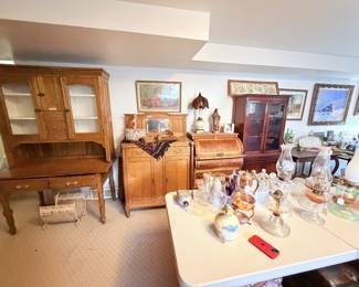 Antique sidboard, vintage roll top desk, china hutch