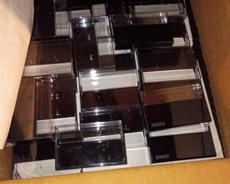 Empty cassette tape container in bulk