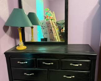 Black dresser with mirror