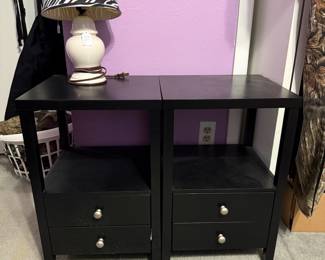 Two black nightstands
