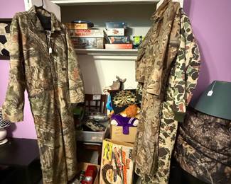 Camo coveralls and board games and miscellaneous toys