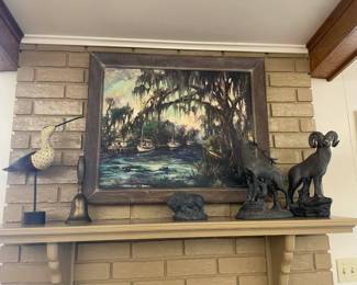 Wildflower Lane Estate Sale in Bay City - Bronze animals and Bayou Artwork 