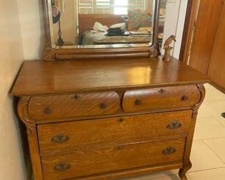 Wildflower Lane Estate Sale in Bay City tiger wood dresser