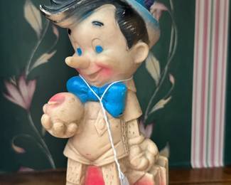 Vintage Pinocchio figurine featuring classic character styling and hand-painted detail. Charming novelty collectible with strong appeal for vintage toy and character collectors.