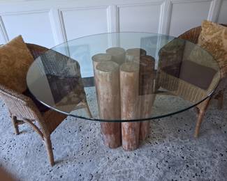 Glass top dining table  2 chairs