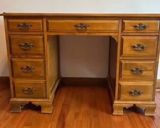 Vintage Wooden Double Pedestal Desk