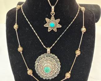  04 Sterling Necklaces Pendants and Ring