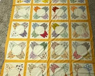 Handmade Unfinished Butterfly Quilt
