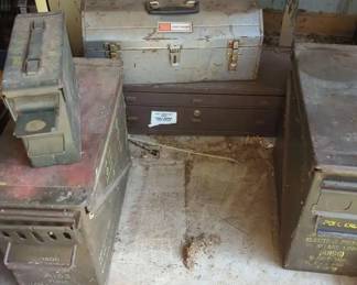 Vintage Metal Tool Boxes And Metal Containers