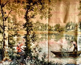 Vintage French Tapestry Jean Baptiste Camille Corot 75x56 Victorian Core HUGE
