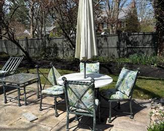 Several Sets of Aluminum Outdoor Dining Tables and Chairs