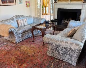 Pair of Sofas Upholstered in Silk