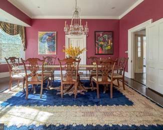 Mahogany Dining Table with 10 Dining Chairs