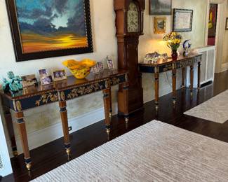 Pair of Parcel Gilt Neoclassical Console Tables