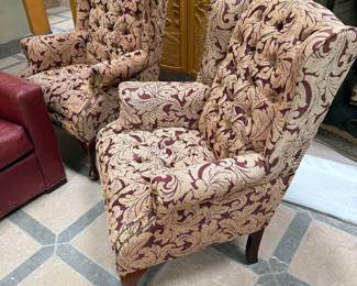 Pair Tufted Wing Chairs.&nbsp;&nbsp;&nbsp;&nbsp;