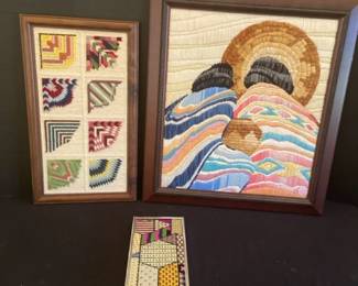 Three Handwoven Native American Framed Wall Hangings