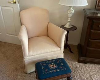 Chair. Stool. Round Table and Lamp