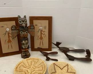 Wooden Roadrunners, Totem Pole, Baskets And More.