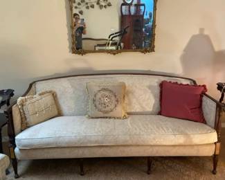 Vintage Sofa, Cushions And Mirror