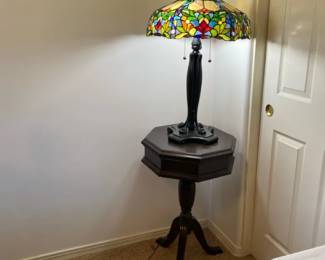 Table With Tiffany Style Lamp