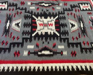 Large Hand Made Storm Pattern Navajo Rug