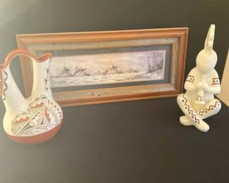 A Ken Cargle Watercolor Print Teepee With Snowy Background And More Decor