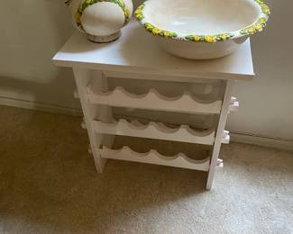 Mini Wine Rack And Floral Ceramic Decor