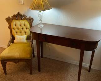 Desk, Lamp And Chair